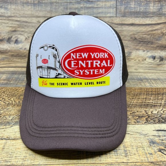 Defunct New York Central Railroad Mens Trucker Hat Brown Snapback Baseball Cap - Picture 2 of 8